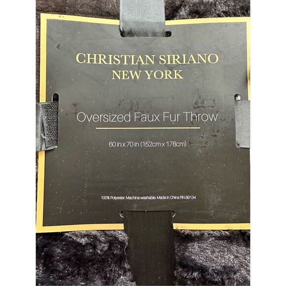 Christian Siriano Black/light brown Oversized Faux Fur Throw Blanket 60”x70” - Picture 3 of 5